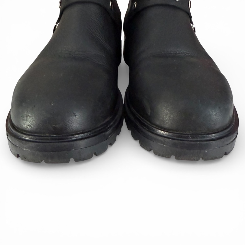 MARTINO black leather harness ankle boots lug sole 10 - Picture 4 of 9